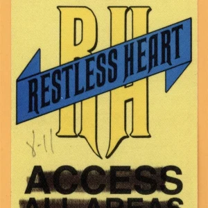 Restless Heart 1986 Wheels Concert Tour Backstage Pass