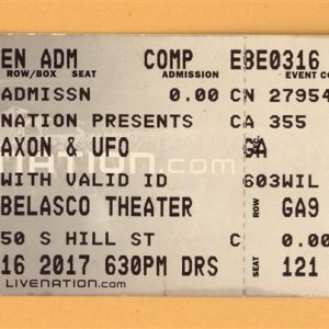 Saxon & UFO @ Belasco Theater Ticket Stub - 2017 US Tour