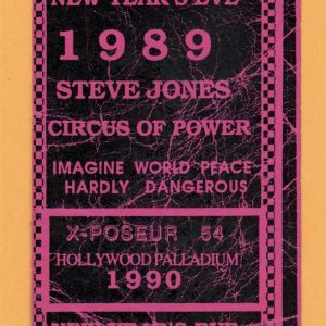 Sex Pistols Steve Jones @ Hollywood Palladium Ticket Stub - 1989 NYE Tour