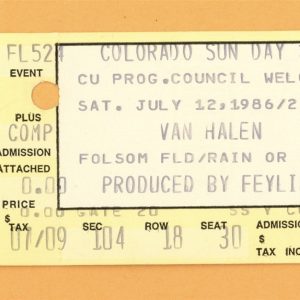 Van Halen @ Folsom Field Colorado Ticket Stub - 1986 5150 Tour