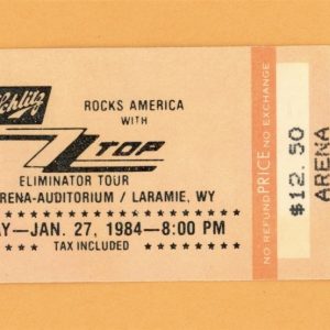 ZZ Top @ Laramie, Wyoming Ticket Stub - 1984 Eliminator Tour