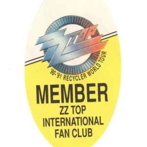 ZZ Top 1990 Recycler Concert Tour Fan Club Backstage Pass