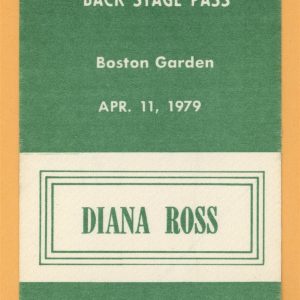 Diana Ross 1979 Boston Garden Concert Tour Backstage Pass