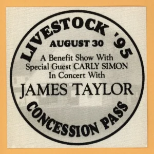 James Taylor 1995 Livestock Concert Tour CONCESSION Backstage Pass