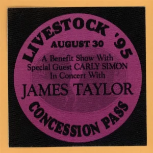 James Taylor 1995 Livestock Concert Tour CONCESSION Backstage Pass