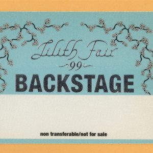 Sarah McLachlan 1999 Lilith Fair Concert Tour Backstage Pass