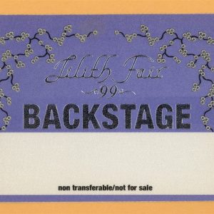 Sarah McLachlan 1999 Lilith Fair Concert Tour Backstage Pass