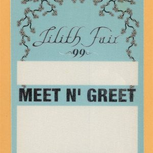 Sarah McLachlan 1999 Lilith Fair Concert Tour MEET N GREET Backstage Pass