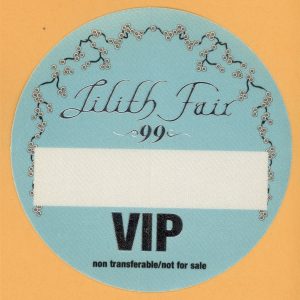 Sarah McLachlan 1999 Lilith Fair Concert Tour VIP Backstage Pass