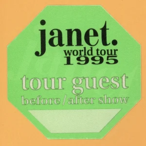 Janet Jackson 1995 World Concert Tour Guest Backstage Pass