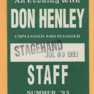 Don Henley 1993 Summer Concert Tour STAFF Backstage Pass - Eagles
