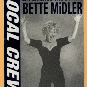 Bette Midler 1993 Experience the Divine Tour Local Crew Backstage Pass
