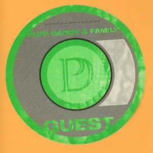 Puff Daddy & Family 2000 Concert Tour GUEST Backstage Pass