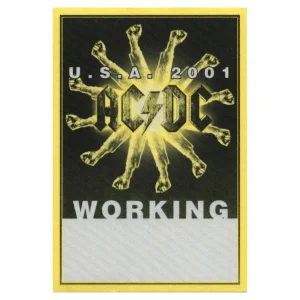 AC/DC 2001 Stiff Upper Lip Concert Tour Working Backstage Pass - USA