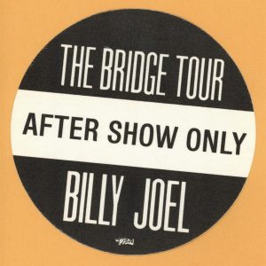 Billy Joel 1986 The Bridge Concert Tour After Show Backstage Pass