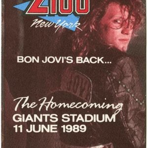 Bon Jovi 1989 New Jersey Concert Tour Radio Z100 New York Promo Backstage Pass