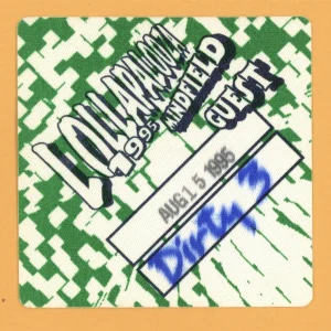 Sonic Youth 1995 w/ Hole & Beck Lollapalooza Concert Tour GUEST Backstage Pass