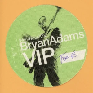 Bryan Adams 2002 The Best of Me Concert Tour VIP Backstage Pass