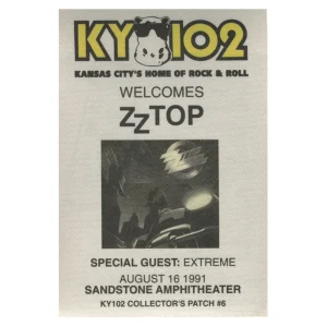 ZZ Top 1991 Recycler Concert Tour w/ Extreme Promo Backstage Pass