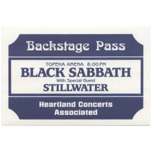 Black Sabbath 2000 Almost Famous Concert Tour Film Prop Backstage Pass