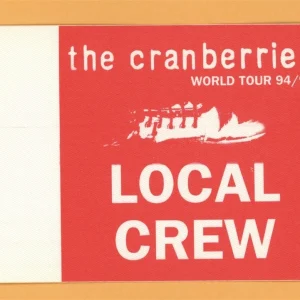 The Cranberries 1994 No Need to Argue Concert Tour CREW Backstage Pass