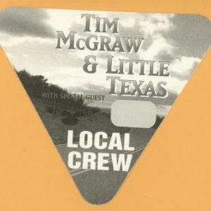 Tim McGraw 1995 w/ Little Texas All I Want Concert Tour Crew Backstage Pass
