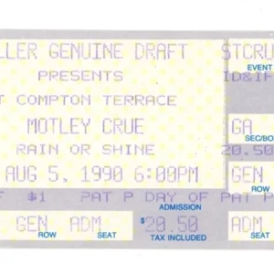 Motley Crue Ticket August 5th - 1990 Dr. Feelgood Tour