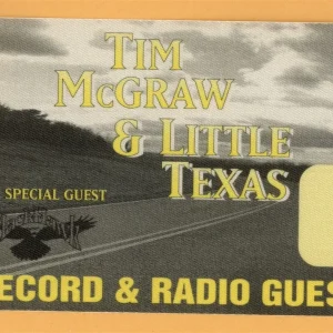 Tim McGraw 1995 w/ Little Texas All I Want Concert Tour Radio Backstage Pass