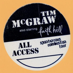 Tim McGraw 1996 w/ Faith Hill Concert Tour All Access Backstage Pass