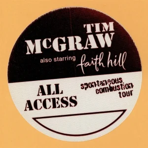 Tim McGraw 1996 w/ Faith Hill Concert Tour All Access Backstage Pass