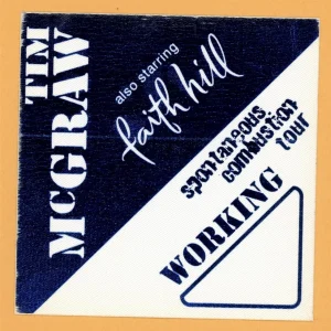 Tim McGraw 1996 w/ Faith Hill Concert Tour Working Backstage Pass