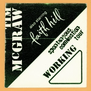 Tim McGraw 1996 w/ Faith Hill Concert Tour Working Backstage Pass