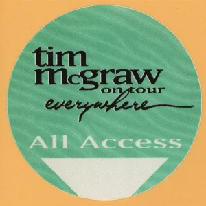 Tim McGraw 1997 Everywhere Concert Tour All Access Backstage Pass