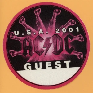AC/DC 2001 Stiff Upper Lip Concert Tour Guest Backstage Pass - USA