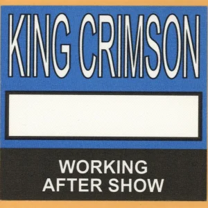 King Crimson 1995 Thrak Concert Tour Backstage Pass
