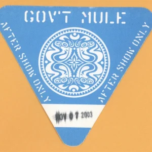 Gov't Mule 2004 Déjà Voodoo Concert Tour AFTER SHOW Backstage Pass