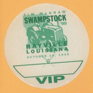 Tim McGraw 1999 Swampstock Concert Tour VIP Backstage Pass