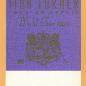 Tina Turner 1990 Foreign Affair Concert Tour Backstage Pass