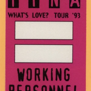 Tina Turner 1993 What's Love? Concert Tour Working Backstage Pass