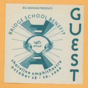 Tom Petty 2000 w/ Foo Fighters Bridge School Benefit Concert Tour Backstage Pass