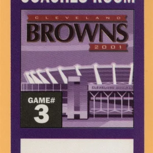 Cleveland Browns 2001 Football COACHES ROOM Backstage Pass