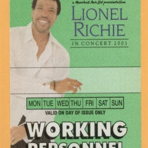 Lionel Richie 2001 In Concert Tour WORKING Backstage Pass