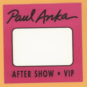Paul Anka 1999 Concert Tour AFTER SHOW Backstage Pass