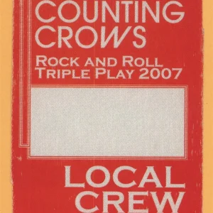 Counting Crows 2007 Rock & Roll Triple Play Concert Tour CREW Backstage Pass