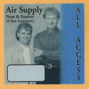 Air Supply 1996 Hits Live Concert Tour AA Backstage Pass