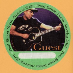 Paul Simon 2001 You're the One Concert Tour GUEST Backstage Pass
