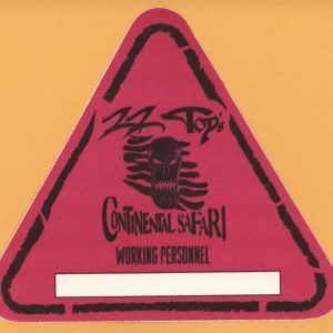 ZZ Top 1996 Continental Safari Concert Tour Working Backstage Pass - Small Print