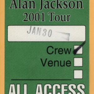 Alan Jackson 2001 Concert Tour ALL ACCESS Backstage Pass