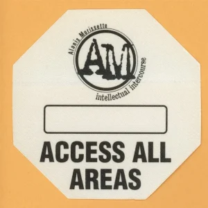 Alanis Morissette 1995 Intellectual Intercourse Concert Tour AAA Backstage Pass