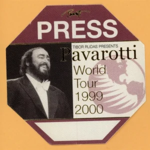 Pavarotti 1999 Concert Tour PRESS Backstage Pass